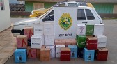 40 caixas de vinhos são apreendidas e uma pessoa é presa após abordagem policial à um Fiat/Uno