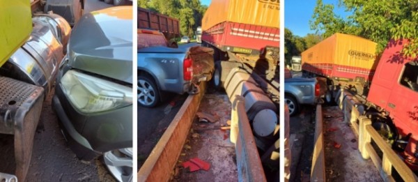 Trânsito é liberado em meia pista na BR-386 após acidente envolvendo três veículos