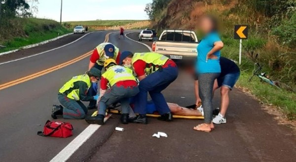 Ciclista é resgatado inconsciente após acidente na BR 282