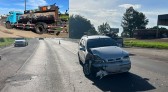 Carro e caminhão se envolvem em acidente na PR 483